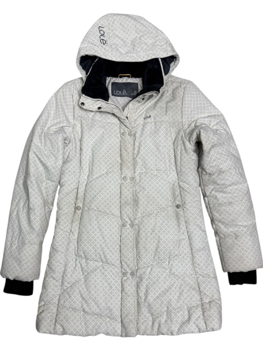 LOLE Designer White Insulated Winter Puffer Parka Jacket Coat Womens Medium
